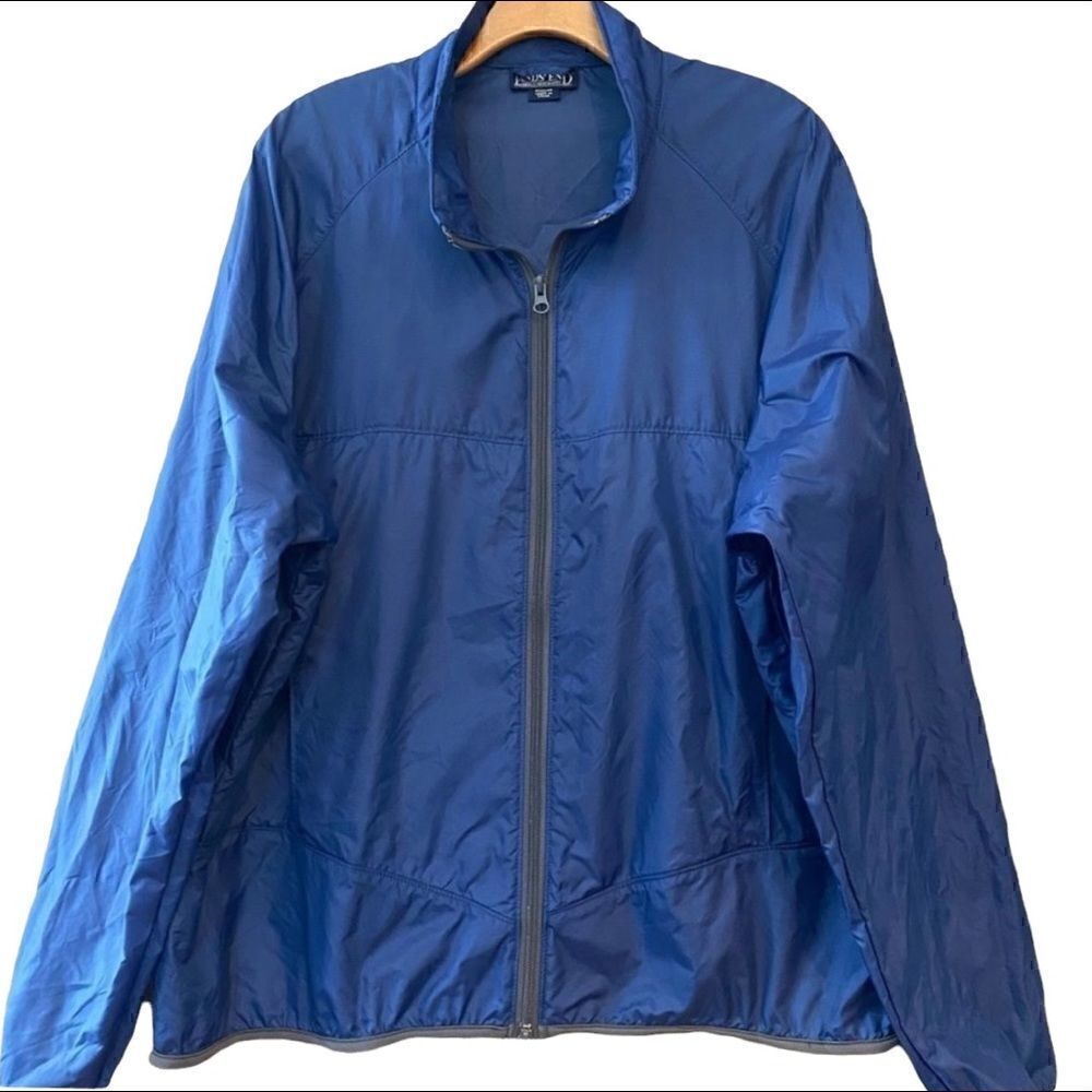 Lands End Sz XL Blue Athletic Long Sleeve Zipper Outdoor Camp Windbreaker Jacket